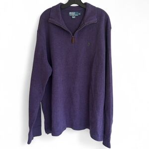 VINTAGE POLO RALPH LAUREN 90s Quarter Zip Sweater Purple Heritage Preppy Mens XL